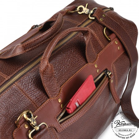 Кожаная дорожная сумка "Мегаполис" (фактура коричневая)